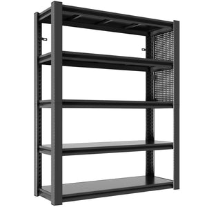 Industrial 5-Tier Adjustable Shelving Unit With Pegboard Heavy-Duty Storage
