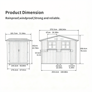 6x9 FT Outdoor Metal Storage Shed with Window & Flower Rack