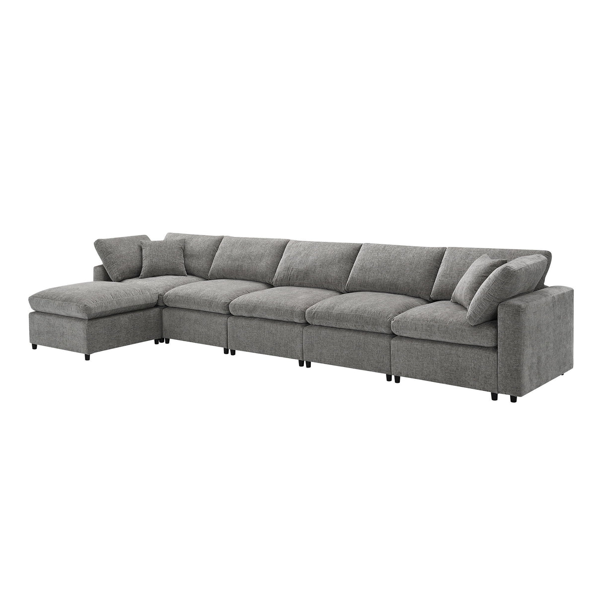 Modern Modular Cloud Sofa Bed, 6 Seat Sectional Couch Set With Ottoman, Free Combination, Convertible U Shaped Sleeper Sofa For Living Room