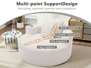 Round Sofa Bed with Memory Foam Sectional Couches for Living Room