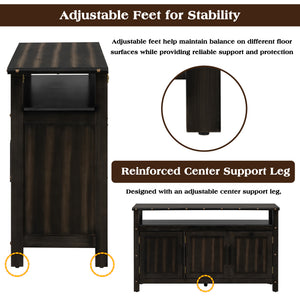 U_Styled 55.1'' Pine Wood Buffet Cabinet with 3-Door Storage