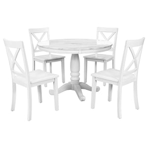 5 Pieces Dining Table And Chairs Set For 4 Persons, Kitchen Room Solid Wood Table With 4 Chairs