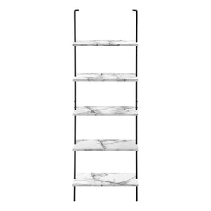 Bookshelf, Bookcase, Etagere, Ladder, 5 Tier, For Office, Marble Look Contemporary & Modern