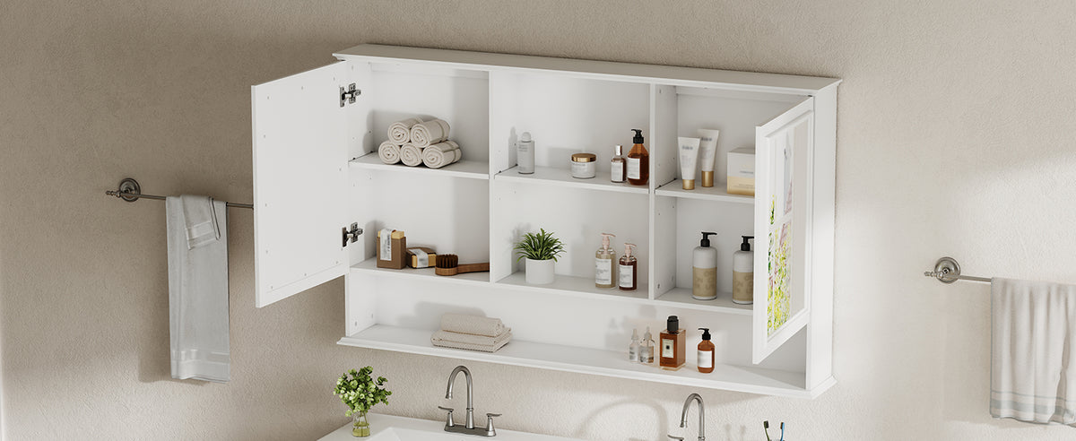 60" Wall-Mounted Bathroom Medicine Cabinet with Mirrors