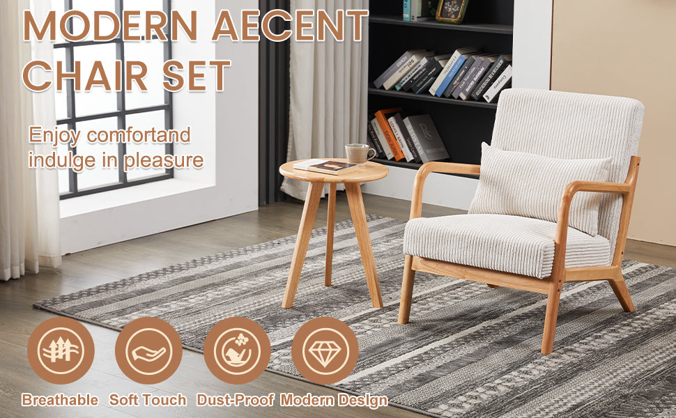 Mid-Century Modern Accent Chair & Coffee Table Set