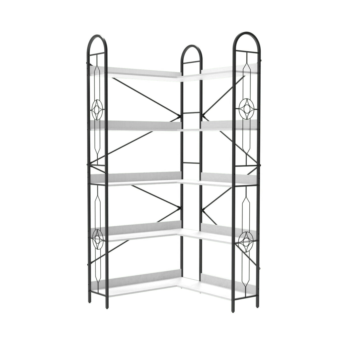 Industrial Style Corner Bookshelf With Thickened Iron Frame