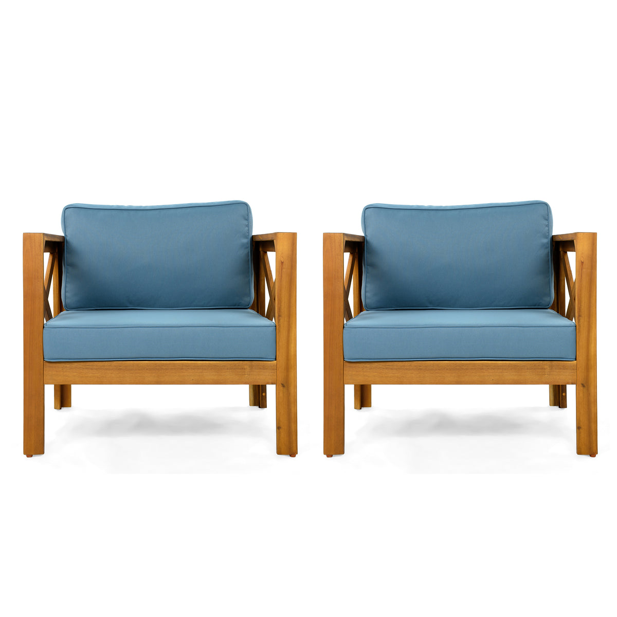 Outdoor Acacia Wood Club Wooden Armchair Set of 4