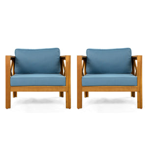 Patio Conversation Set, Outdoor Wood Conversation Seat (Set of 2)