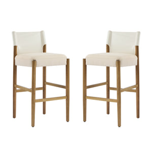 28.5'' Modern Solid Wood Bar Stool with Polyester Cushion - Set of 2