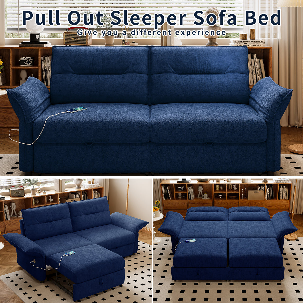 Multi-Functional 85-Inch Convertible Sofa Bed