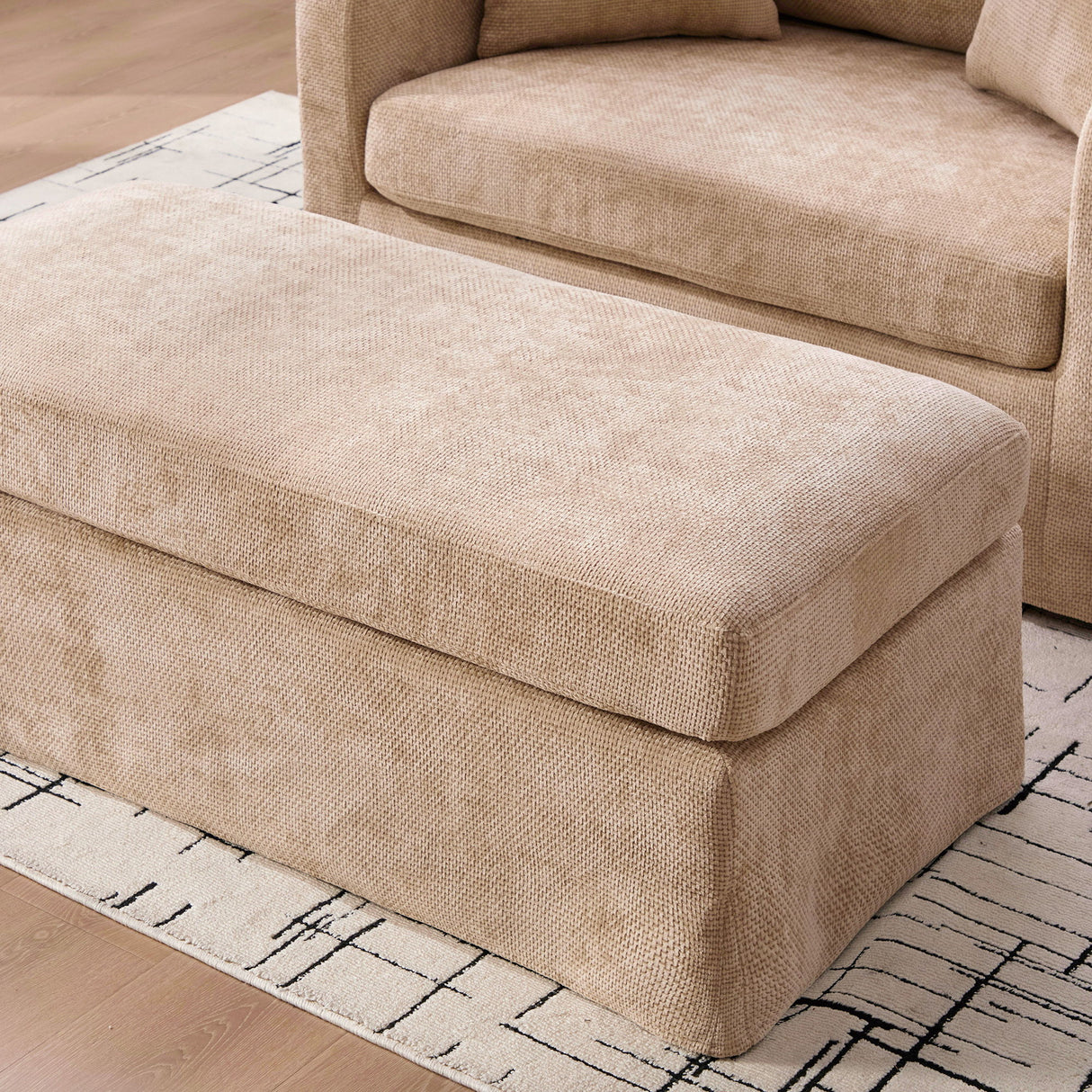 Accent Chair With Ottoman, Includes 2 Bolster Pillows