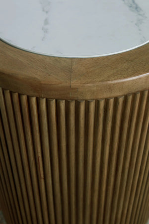 Camdill - Round End Table - Light Brown / White - Best Buy Furniture