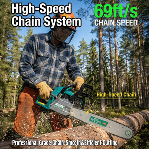 62CC 2-Stroke Gasoline Chainsaw Power Engine Wood Cutting Gas Chain Saw
