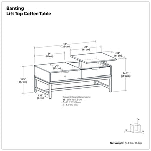 Banting - Lift Top Coffee Table - Walnut Brown