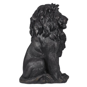 Modern Black Lion Statue with Matte Finish - 24.6" High