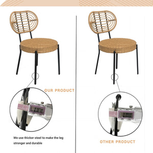 3 Pieces Of Luxury Outdoor Wicker Furniture Patio Bistro Style Table And Chair Combination, Weather Resistant PE Wicker Weave, Suitable For Garden - Black / Natural