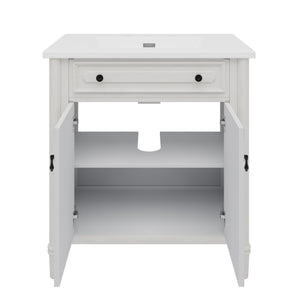 Vintage Bathroom Vanity With Sink, Rustic Cabinet With Soft Close Doors