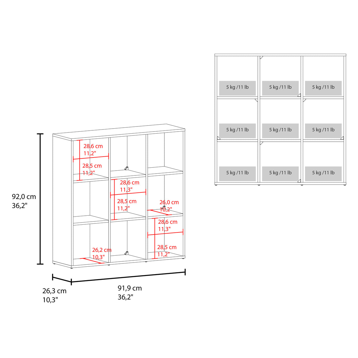 Lena 9-Cube Storage Organizer Bookcase