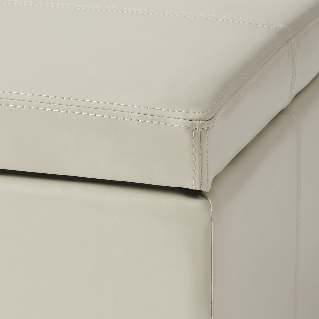 Upholstered PU Leather Storage Ottoman with Solid Wooden Legs