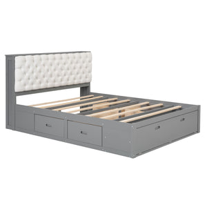 Platform Bed With Storage Headboard, Shoe Rack And 4 Drawers