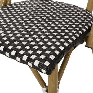 Outdoor PE Rattan and Aluminum French Bistro Chair, Set of 2