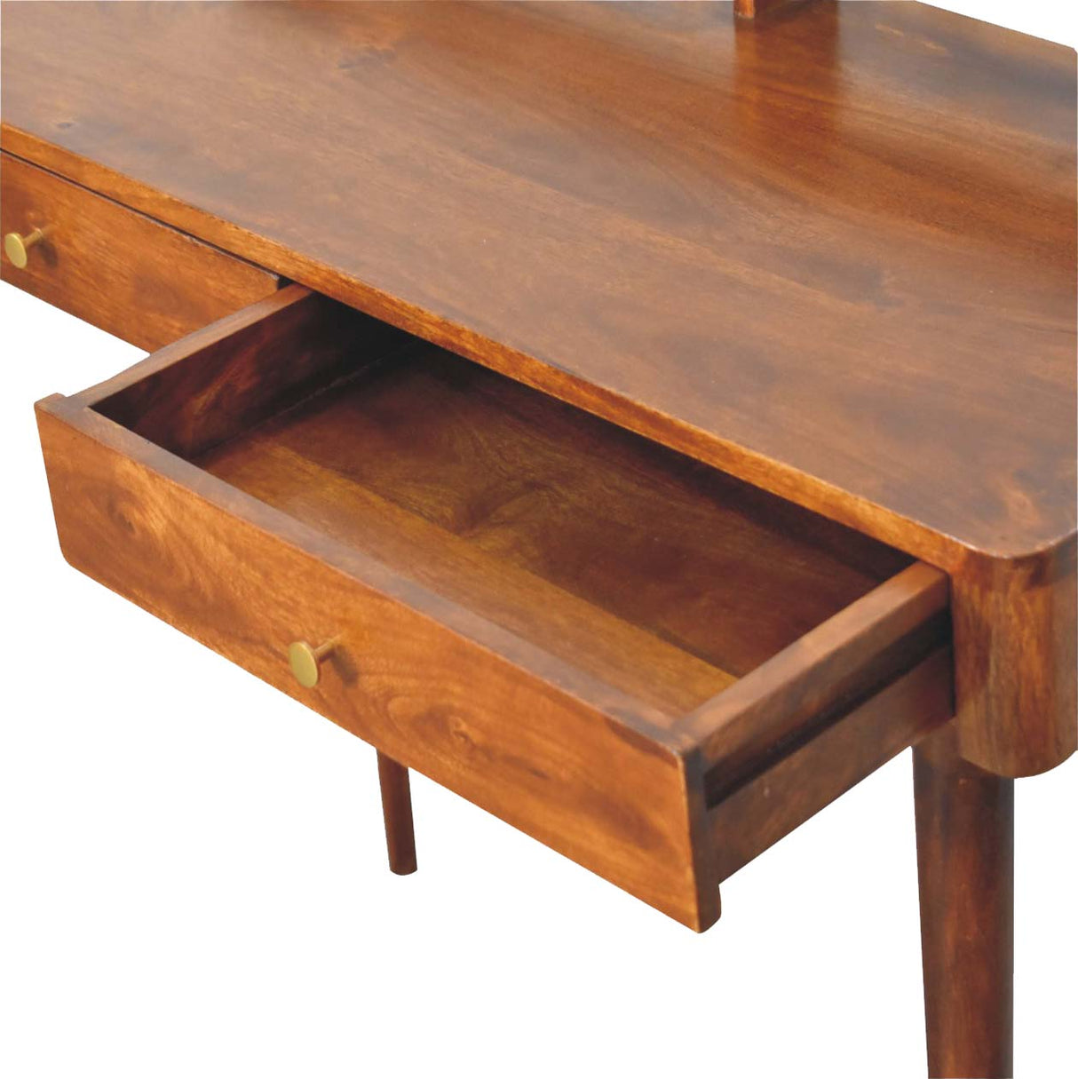 Elevated Chestnut Console Table, 2-Drawers, Nordic Legs