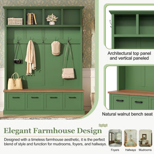 Farmhouse Hall Tree with Storage Bench - Particle Board & MDF