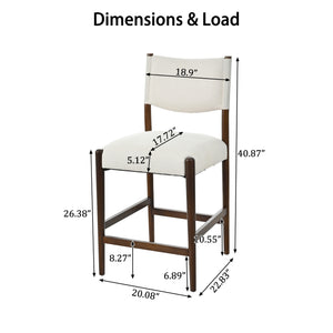 26.4" Solid Wood Counter Height Barstools, Modern Bar Stools Set of 2