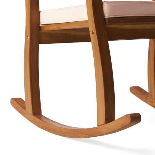 Acacia Wood Patio Outdoor Rocking Chair with Cushions