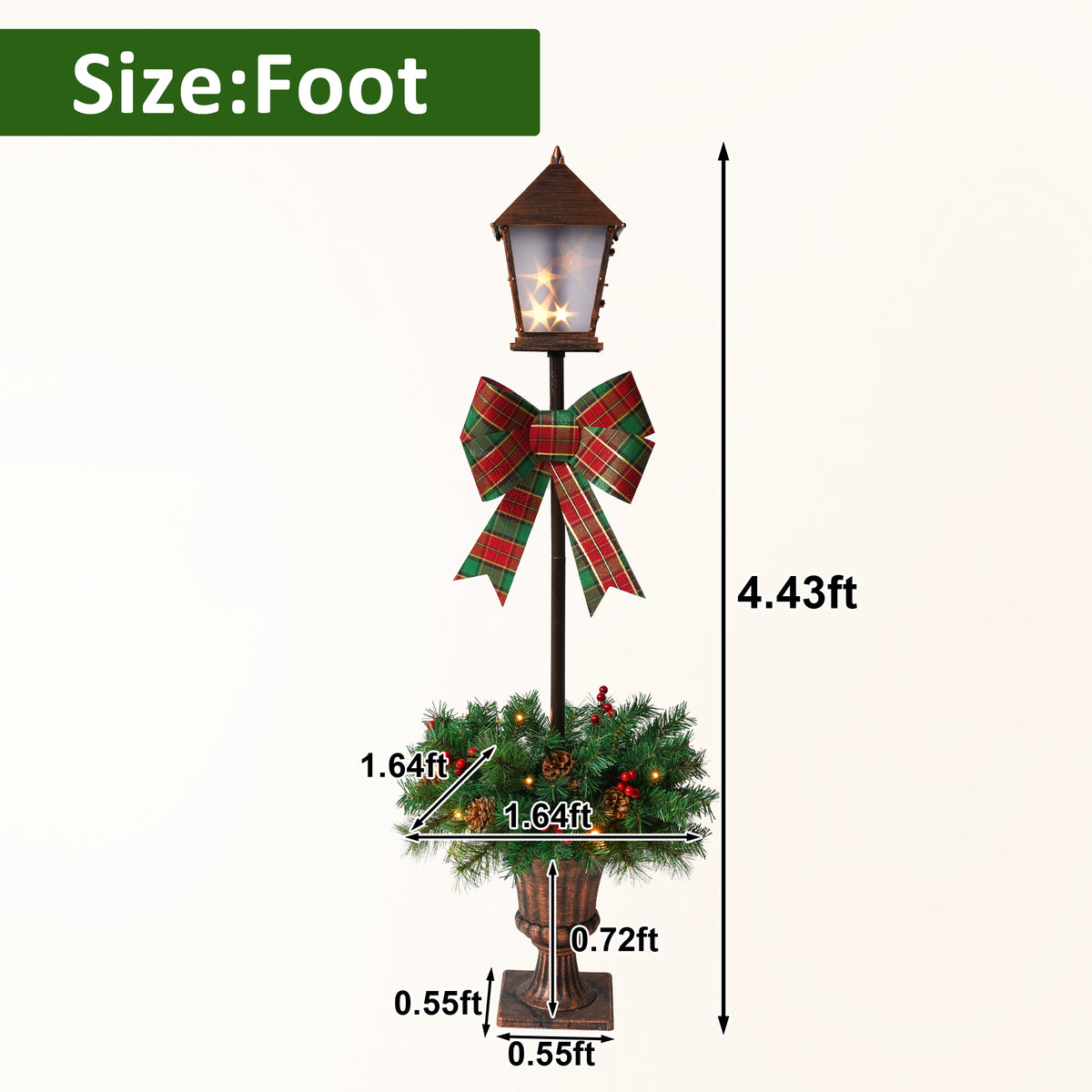 2 Pack Pre-Lit Christmas Lamp Post Decor