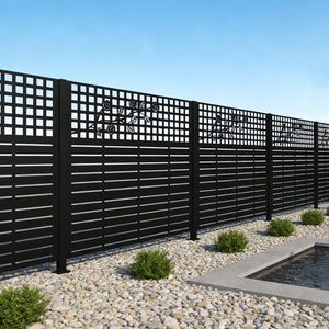 W48" x H47.3" Metal Privacy Screen with Rose Design