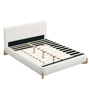 Elegant Boucle Upholstered Bed, Queen Size