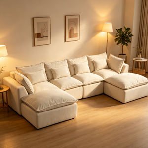 129.8" Width Cloud Couch Oversized Modular Sectional Sofa