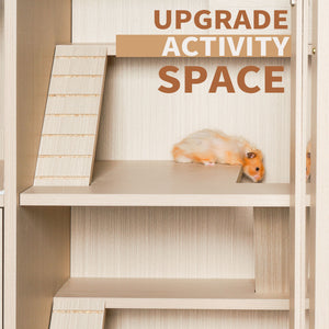 4 Tier Hamster Cage With Acrylic Windows And Storage Cabinet