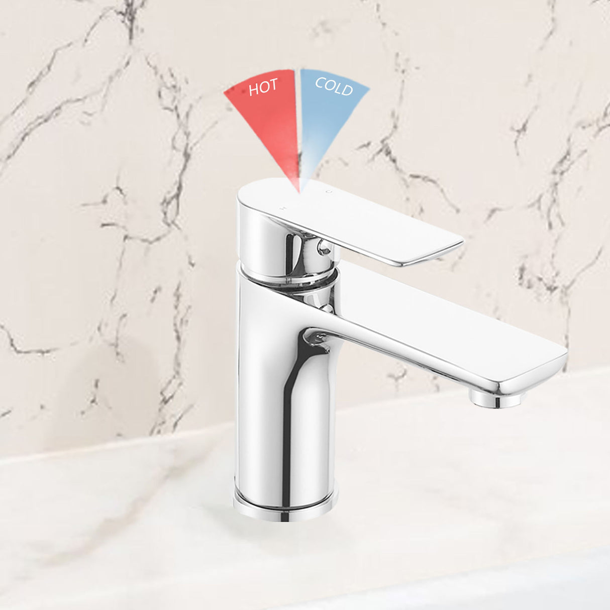 Single Handle Lavatory Basin Sink Faucet Brass Bathroom Faucet With Hot And Cold Water Control - Chrome