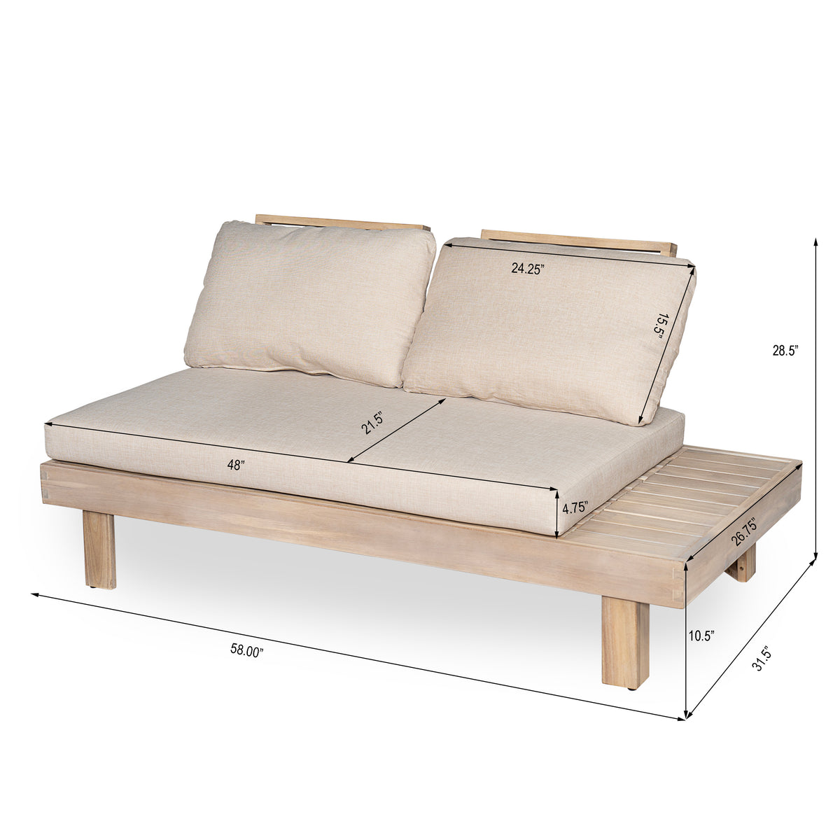Topia Left and Right 2 Seater Sofa Set - Light White + Sand