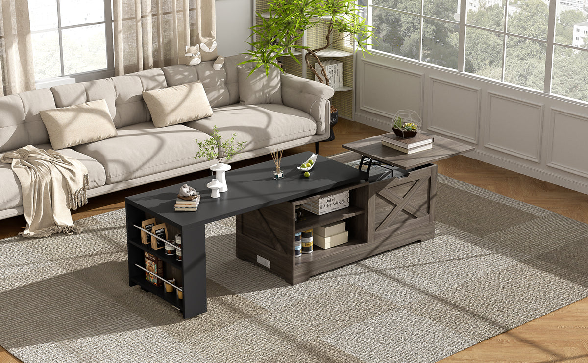 Farmhouse Lift Top Coffee Table With Barn Doors