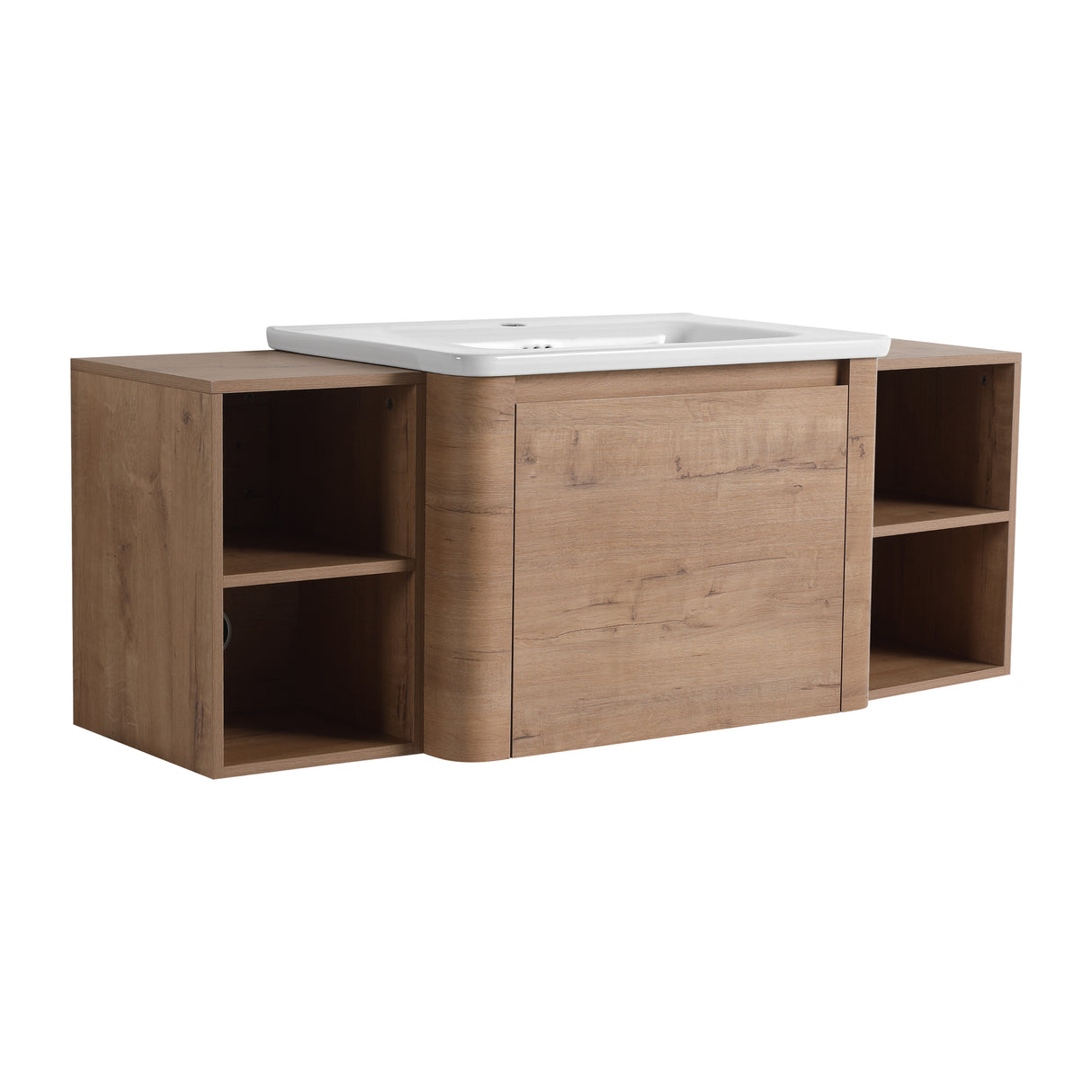 52" Wall-Mounted Bathroom Vanity with Ceramic Sink