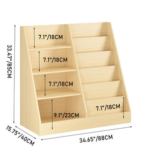 Bookshelf And Toy Storage Organizer, 4 Tier Bookcase With Display Stand For Playroom
