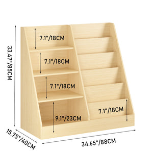 Bookshelf and Toy Storage Organizer, 4 Tier Bookcase with Display Stand for Playroom