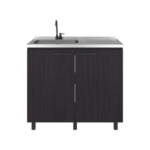 Alatna Freestanding Utility Base Cabinet with Stainless Steel Countertop and Faucet