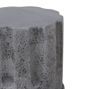 Outdoor End Table, Round Side Table For Patio And Garden - Antique Gray