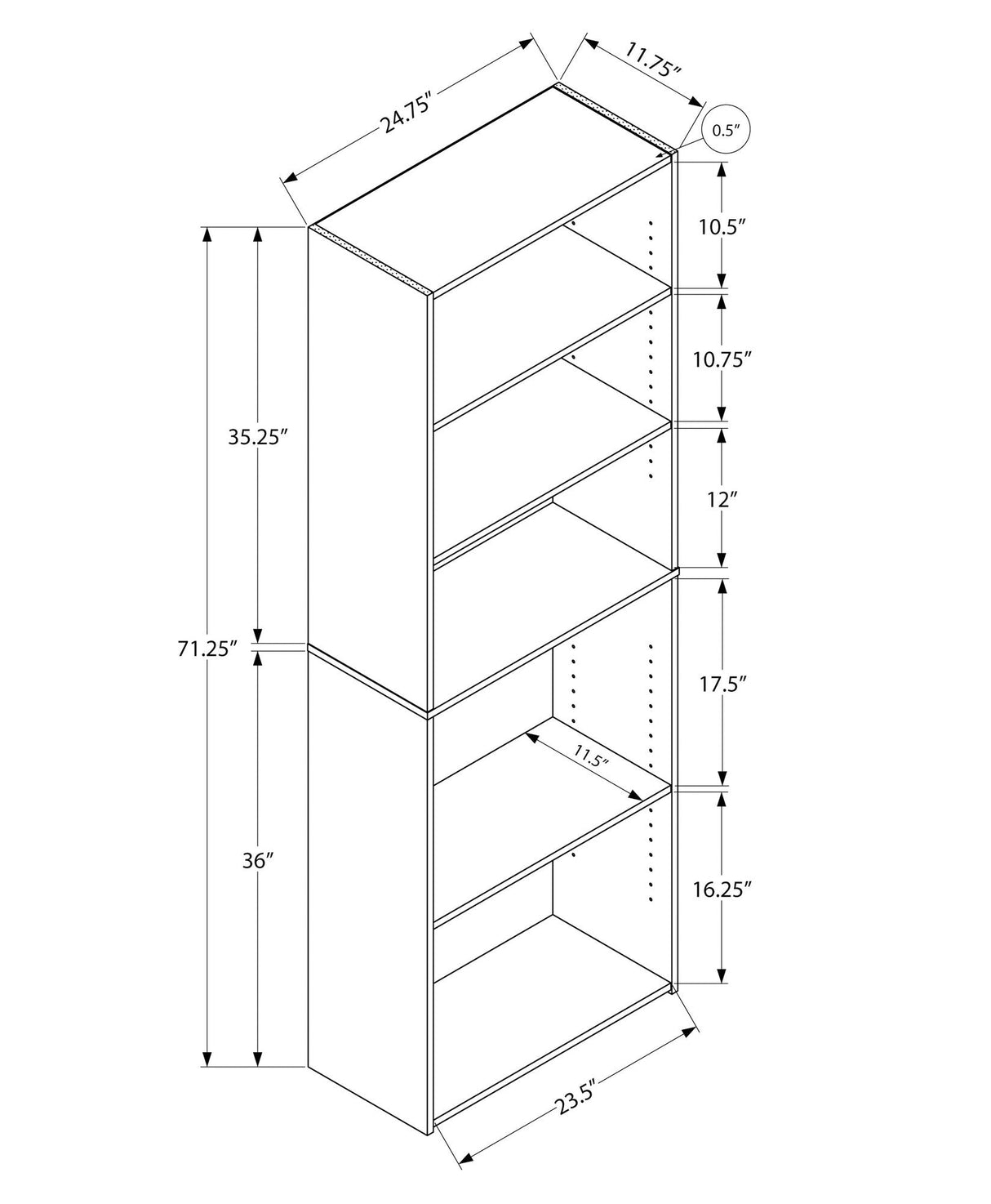Bookshelf, Bookcase, 6 Tier, For Office, Transitional - Best Buy Furniture