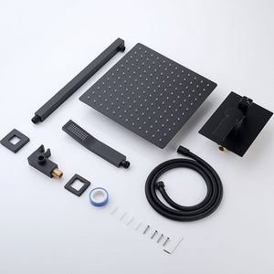 12" Ceiling Mount Shower System With Rain Mixer And Handheld Shower