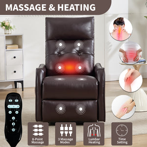 Brown PU Single Motor Power Lift Recliner Chair with Massage & Heat
