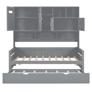 Daybed With All-In-One Cabinet And Shelf
