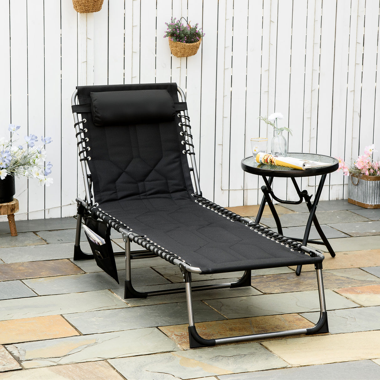 Outsunny Padded Folding Chaise Lounge Chair