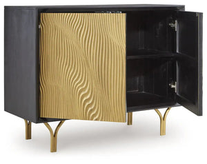 Tayner - Accent Cabinet - Black / Gold Finish - Best Buy Furniture