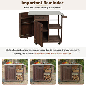 Outdoor Kitchen Island Prep Station With Lockable Wheels, Ample Storage, Towel & Spice Racks