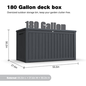 180 Gallon Large Outdoor Storage XXL Deck Box for Patio Furniture